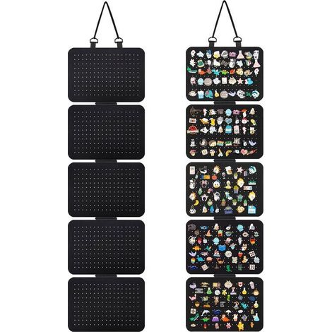 Porte-badges mural avec 5 feuilles amovibles, présentoir à épingles de collection, pochette suspendue en feutre pour rangement d'accessoires, organiseur mural pour chaussures et objets, 1 panneau à ac (1/5)