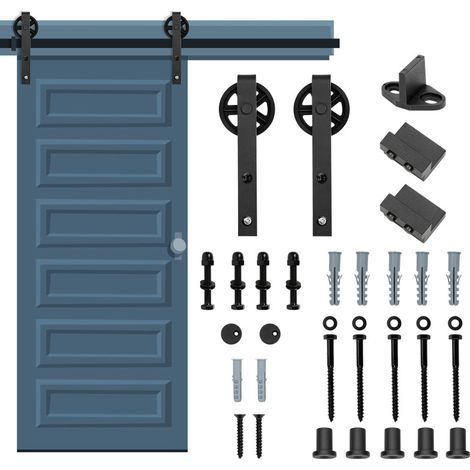 Randaco Sistema di porte scorrevoli Sistema di porte scorrevoli Ferramenta per porte Guida per porte Maniglia per porte in legno-Riesenrad-183cm (1/5)