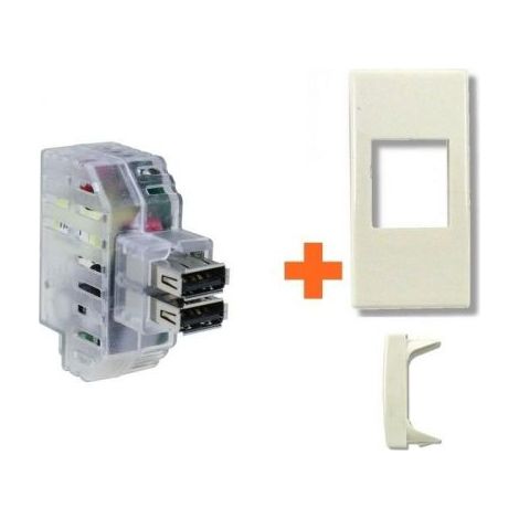 Fanton caricatore doppia presa USB AA 5V 2,4A compatibile Legrand Vela bianca - 82892-VB