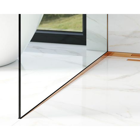 Profilo laterale sinistro inclinato per vetro doccia 8-10mm a pavimento 40mm x 1800mm - rame lucido