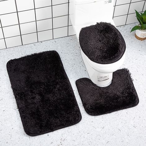 Tapis De Salle De Bain - Set De 3 Pièces En Polyester - Tapis Rectangulaire 80x50 Cm - Tapis En Forme De U 50x40 Cm - Housses De WC 40x37 Cm (1/5)