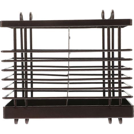 Porte-couverts mural de cuisine pratique, support d'égouttage pour baguettes et cuillères, étagère métallique robuste pour ustensiles-16X14CM-Black (1/3)