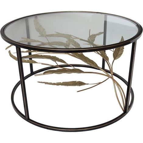 Table basse ronde feuillage doré HIMALAYA (1/3)
