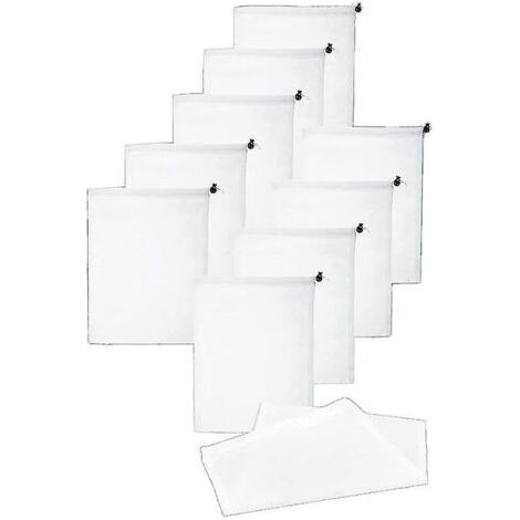 Lot de 10 sacs en nylon à mailles fines pour aspirateur de piscine, 23 x 30 cm, avec cordon de serrage.-AquaForge (1/5)