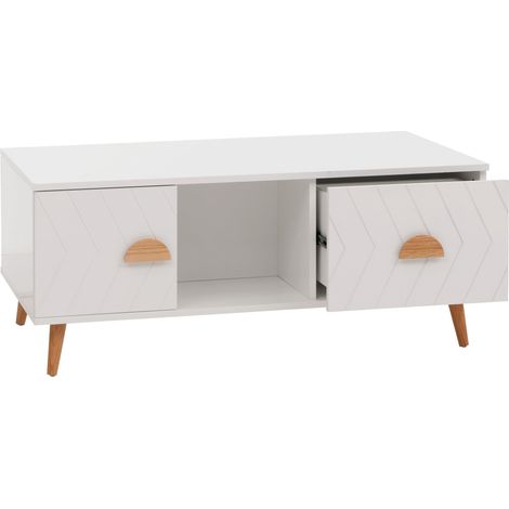 Tavolino rettangolare con due cassetti e vano contenitore 42 x 103 x 60 cm MDF bianco 040009788