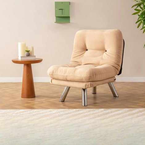 Fauteuil convertible banquette beige pieds chromés CUSCO (1/5)
