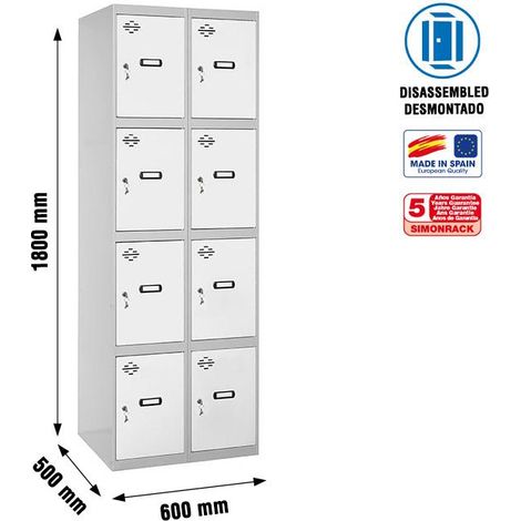 Simonrack Simonlocker Metallschrank grau und weiß