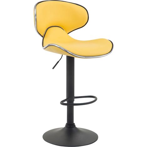 Sgabello da bar x1 seduta moderna con linee ondulate in PVC giallo base a tromba in metallo nero 100006435