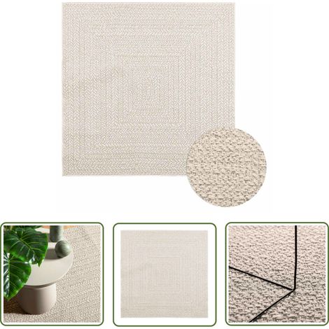 vidaXL Tapis ZIZUR crème 120x120 cm aspect de jute intérieur extérieur (1/5)