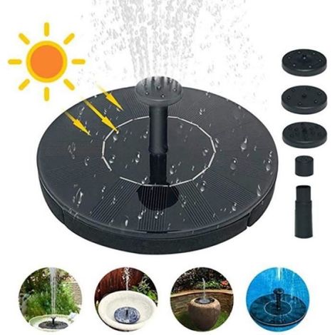 Fontaine Solaire - Flottante - Circulaire - 30 à 50 cm Hauteur de Pulvérisation - 160 L/h - Panneau 7 V 1,4 W - Ø160 mm - 1 Pièce (1/4)