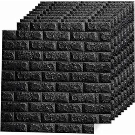 10 Stickers Muraux 3D Noir, Papier Peint Autocollant Imperméable, 35x38cm, Lot de 10 (1/5)
