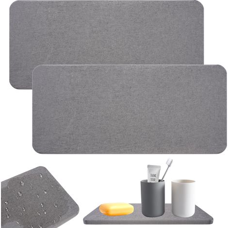 2 Pièces Plateau en Pierre Absorbant l'eau,22,5 x 10 x 0,9 cm Plateau Diatomite Cuisine,Pierre Absorbant l'eau,Dessous de Verre Diatomite,sous-Verres en Terre de Diatomées pour Salle de Bain,Cuisine (1/5)