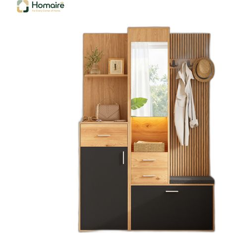 Meuble de rangement noir en mdf 120 x 32 x 178 cm HOMAIRE (1/5)