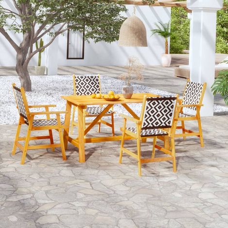 Salon de jardin 5 pcs - Mobilier de jardin - Ensemble de salle à manger de jardin Bois d'acacia solide Chic-487715 (1/5)
