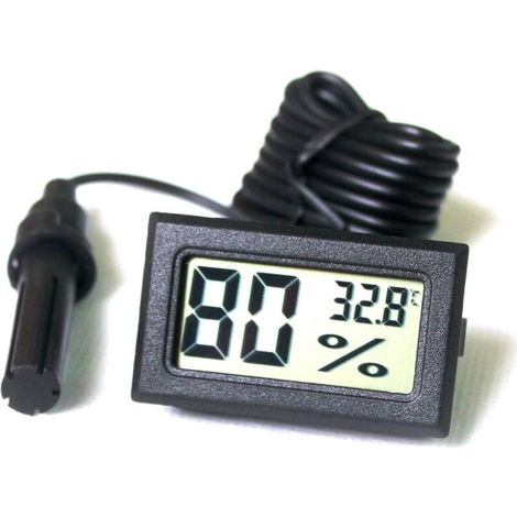 LCD Tuner Numérique Intégré Thermomètre Hygromètre avec Sonde Externe pour Couveuse Aquarium Volaille Reptile Noir