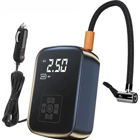 Pompe à air pour voiture (filaire) avec lumière LED, gonfleur de pneus, gonfleur de pneus 150 PSI (1/5)