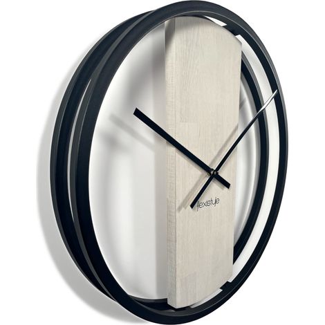 Runde Eichenholzuhr LOFT OVAL, gebleichte Eiche, 50 cm (1/5)