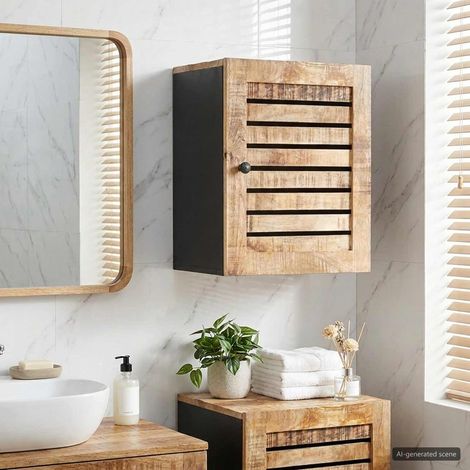 vidaXL Armadio pensile con porta Marrone e Nero 38 x 33,5 x 48 cm (1/5)