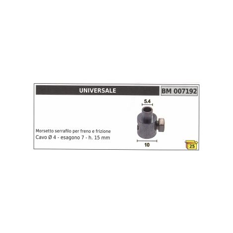Abrazadera cable embrague freno UNIVERSAL Ø  4mm hexágono 7mm altura 15mm