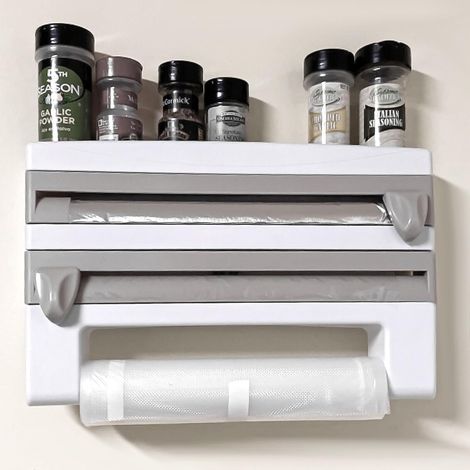 Porte-Rouleau De Cuisine Support mural pour rouleau de papier essuie-tout - Pour film de cuisine - Film alimentaire - Étagère de rangement (1/5)