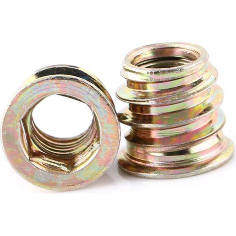 Écrous à insert en acier au carbone zingué fileté pour bois, douille hexagonale (M813mm) (1/5)