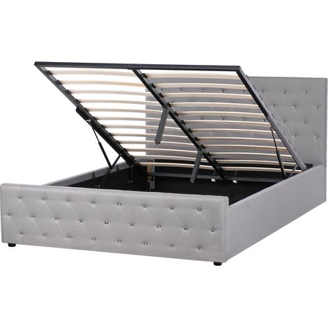 Ottoman Bed Fabric AMIENS 160 x 200 cm (EU King Size) Light Grey