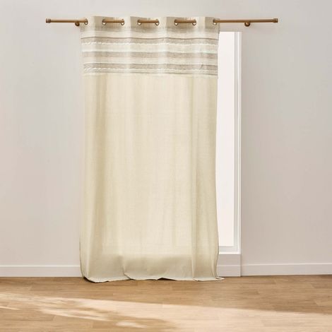 Rideau à Œillets Fantaisie "Santos" 140x240cm Naturel (1/5)