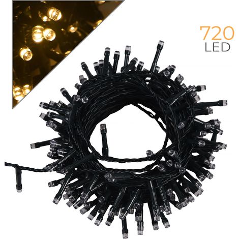 CATENA LUMINOSA DI NATALE 720 LED 31V 36M CON CAVO VERDE E LUCE CALDA - DECORAZIONE PERFETTA PER GIARDINI CASE E VETRINE