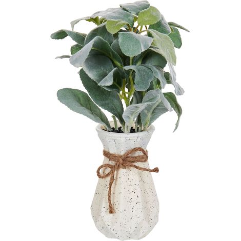 Plante Artificielle en Pot Oreille d'Agneau 30 cm Décoration Intérieur Plastique Peperomia Argyreia
