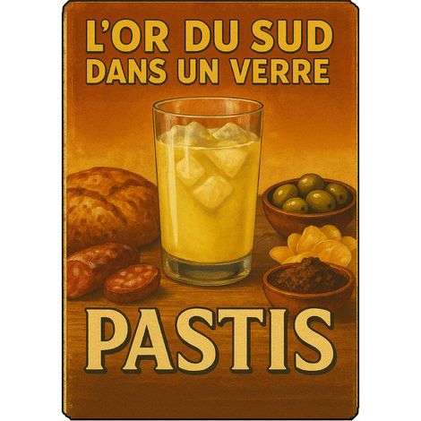 Planche à découper pastis, lor du sud dans un Verre 28,5 × 20 c