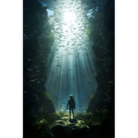 Tableau sur toile explorateur abyssal 30x45 cm - Impression sur Toile Murale Décorative - Image imprimée en HD sur Toile - Toile sur Châssis en Bois FSC - Fabriqué en France (1/5)