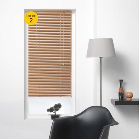 Lot de 2 stores vénitiens 60 x 180 cm – Aluminium cuivre – Pose facile sans perçage – Occultation partielle et protection solaire – Cdaffaires (1/4)