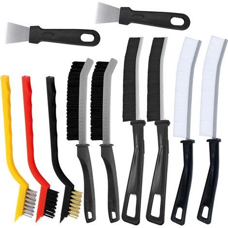 Brosse Menage, de Nettoyage 11 pièces brosses d'angle et nettoyages Joints étroite pour Salle Bain, Cuisine, carrelage, Douche, fenêtre For002 - (1/5)