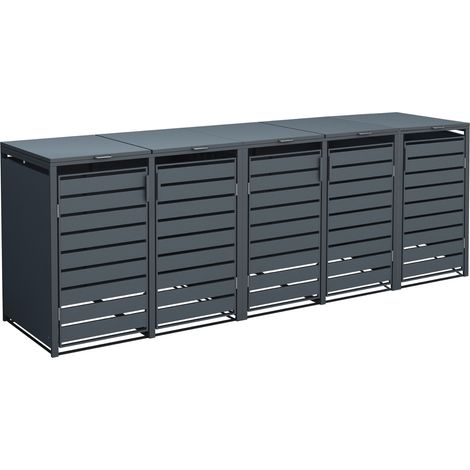 Westmann Mülltonnenbox 5-fach mit Deckel, anthrazit, 332 x 80 x 116 cm (B x T x H) (1/5)