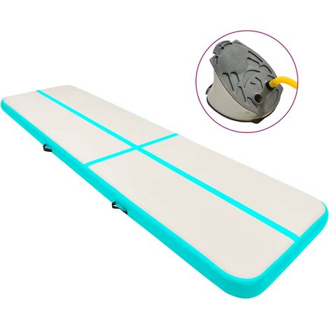 Inflatable Gymnastics Mat with Pump 600x100x15 cm PVC Green vidaXL