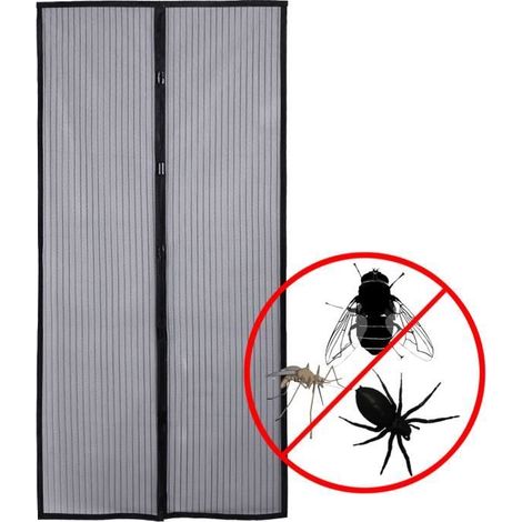 Moustiquaire - Rideau de porte - 100x210cm - Noir - Fermeture magnétique
