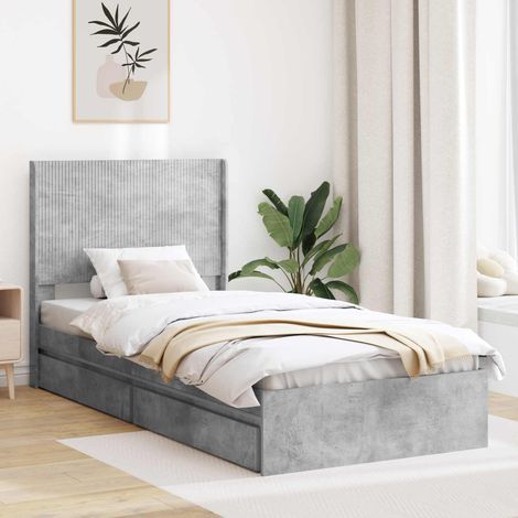 vidaXL Cadre de lit avec rangement et tête de lit Gris béton (1/5)