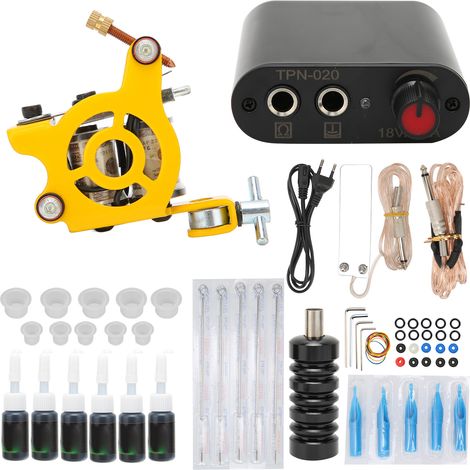 Kit de Tatouage Professionnel Débutant avec Machine à Bobine, Pédale, Aiguilles, Alimentation 90‑265V Prise EU (1/5)