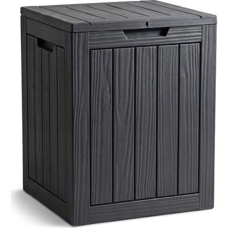 Arcón de jardín impermeable 113L contenedor exterior balcón terraza plástico polipropileno negro (1/5)
