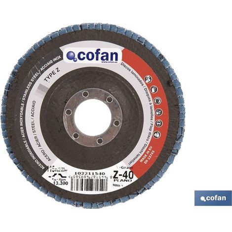 Disque laminé professionnel 115 mm, grain 40-120, pour acier et acier inoxydable. (1/4)