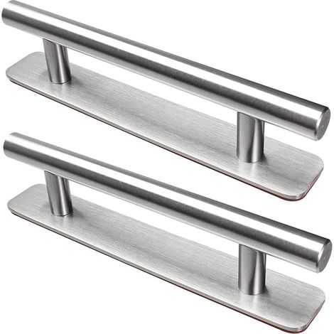 2 Stück Selbstklebende Möbelgriffe, Edelstahl Schrankgriffe, Ohne Bohren Griffe, Türgriffe, Schubladengriffe für Küchenschränke, Schiebetüren, Balkontür, Fenster, 150mm, Silber (1/5)