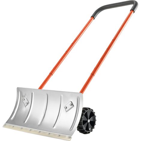 Mophorn Schneeschaufel auf Rädern, 61 cm, Schneeschieber mit bidirektionaler Klinge, 90° verstellbarer Griff, robuster Schneeräumer aus Metall, ideal für Einfahrten und Gehwege (1/5)