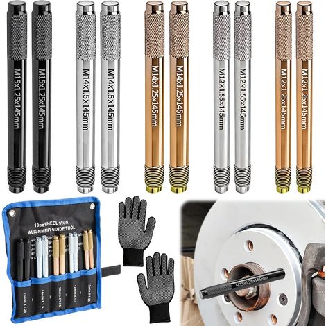 10 pièces Ensemble de boulons de Fixation pour Outils de Montage de Roues, Supports de Montage de Roues M12x1,25, M12x1,5, M14x1,25, M14x1,5, M15x1,25, Outils de Montage de Roues (1/5)