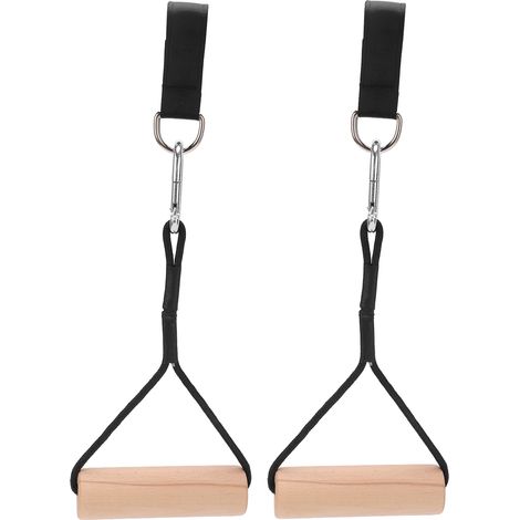 Poignées de traction robustes en bois pour appareils de musculation et de fitness, idéales pour le renforcement musculaire. (1/5)
