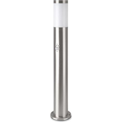 Borne de Jardin Acier Inoxydable avec Détecteur 80cm pour Ampoule E27 IP44 - Gris - SILUMEN
