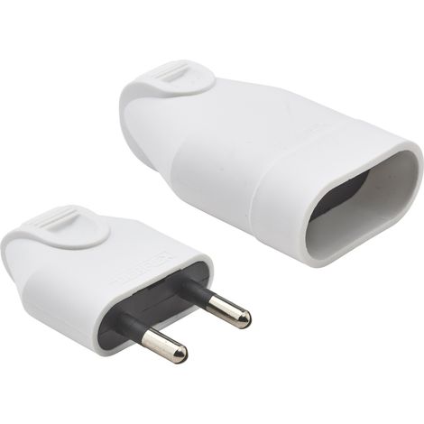 DEBFLEX - FICHE MALE & FEMELLE 2P 6A DROITE A COIFFE BLANC (1/5)