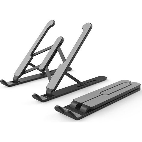 Soporte plegable para portátil, Ajustable a 6 alturas, Ligero y ergonómico, Compatible con MacBook Air de 16 pulgadas, tabletas, Dell y HP, Gris (1/5)