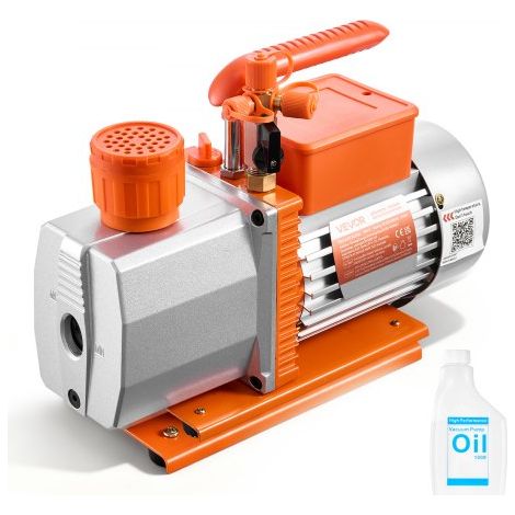 Bomba de Vacío 7 CFM 198 L/min, Bomba de Vacío Rotativa de Paletas 2 Etapas, Compatible con R134a, R22, R410a, R1234YF, R32, para Mantenimiento de Aire Acondicionado Automotriz, Aceite Incluido (1/5)