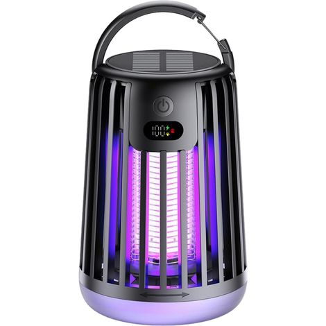 Lampe Anti Moustique, UV Tue Mouche Electrique Intérieur, Appareil Anti Moustique Portable avec Lumière LED, Recharge Solaire et USB, pour Camping, Jardin, Chambre à Coucher, Terrasse (1/5)