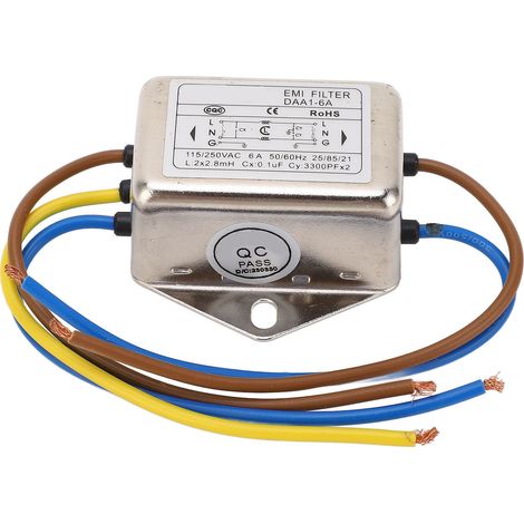Filtre secteur antiparasite AC115-250V, suppression des interférences EMI pour robots, découpeuses laser et équipements industriels.